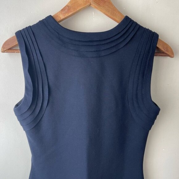 Diane Von Furstenberg DVF Plateau Bee Dress 2 Navy Blue work office date sheath - Picture 4 of 11